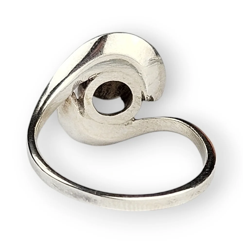Sterling Opal Bypass Ring Wave Design 925 Silver Lab Created Vintage Size 6.5